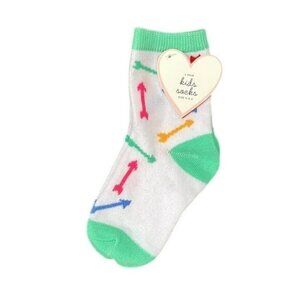 Kids Socks With Colorful Arrow Patterns Size 6-8.5 Green & White